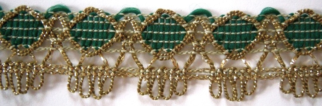 Gold/Green Woven 1" Loops Trim