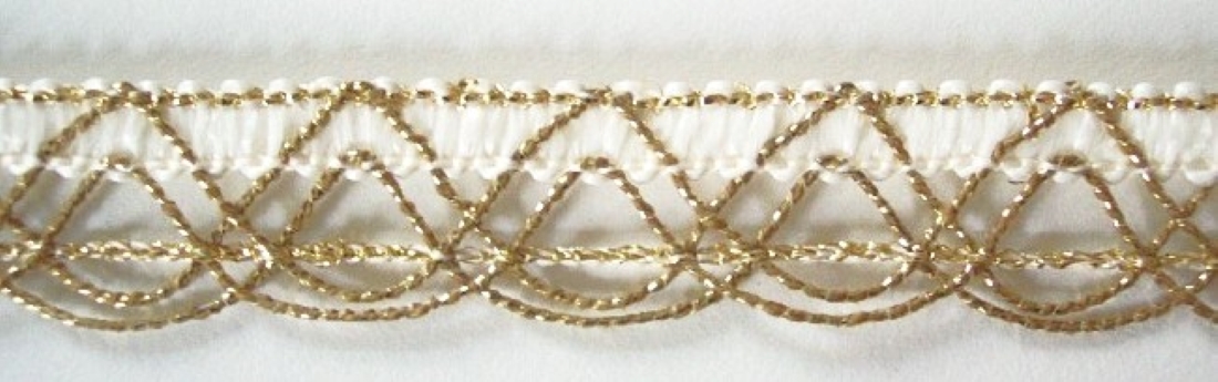 White/Antique Gold 11/16" Metallic