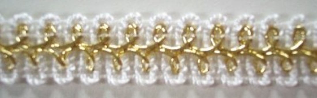 White/14k Gold 1/2" Gimp Braid