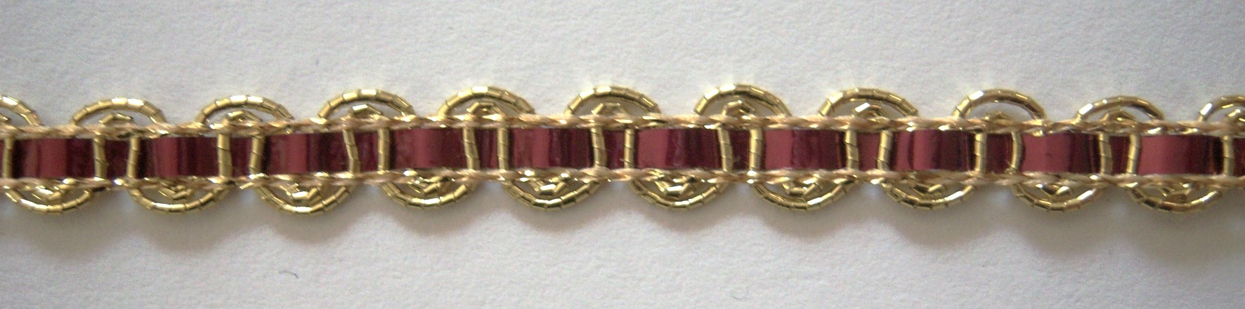 Gold Metallic/Bordeaux Mylar 5/16" Trim