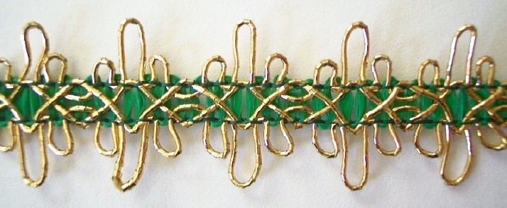 Green Woven/Gold Scroll 3/4" Trim