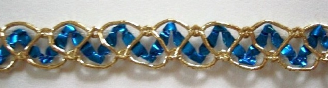 Gold Metallic/Sapphire Blue 3/8" Trim