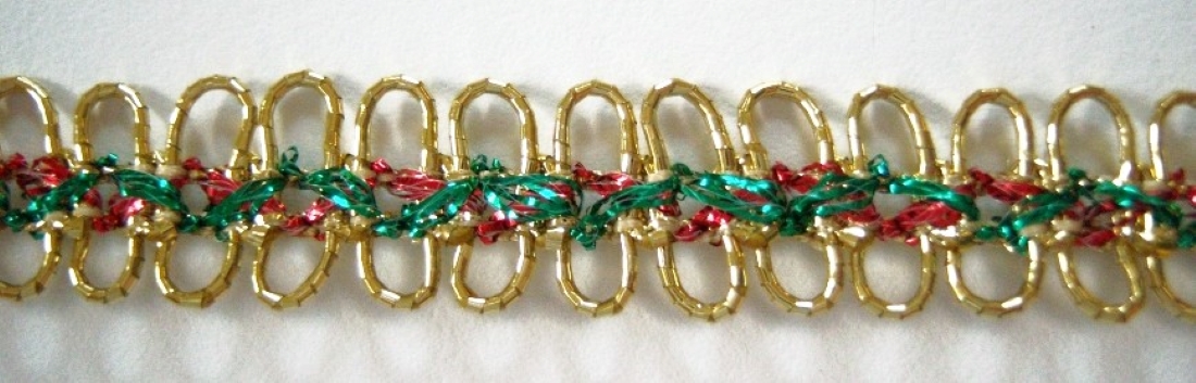 Gold/Red/Green 7/16" Loops Trim