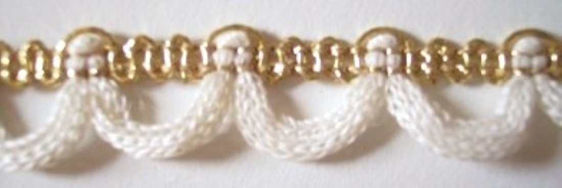 Ivory Knit Loop/Gold 9/16" Metallic