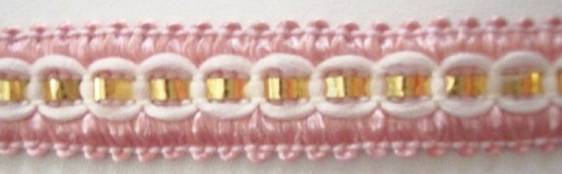 Pink/White/Gold 1/2" Gimp Trim