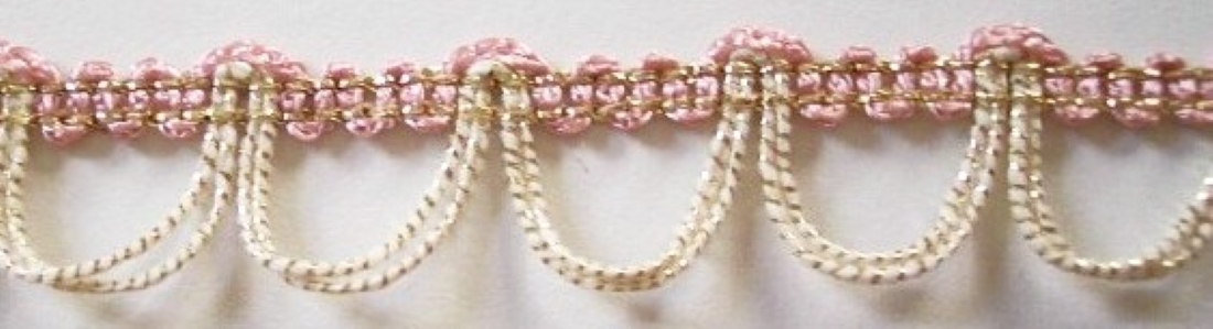 Pink/White/Gold Metallic 5/8" Garland