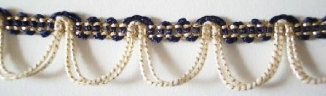 Navy/White/Gold Metallic 5/8" Garland