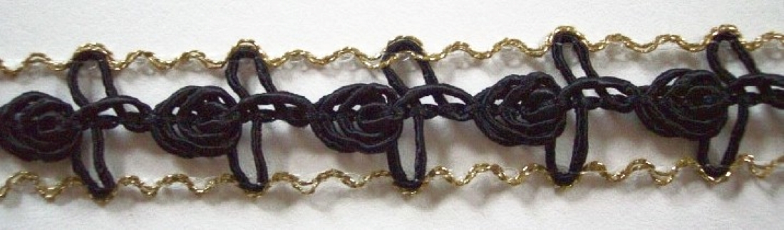 Black/Green/Gold Rose Bud Braid