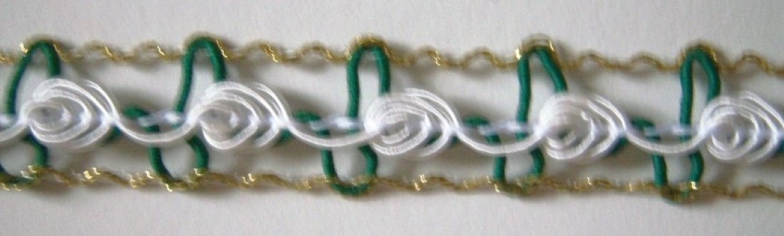 White/Green/Gold Rosebraid