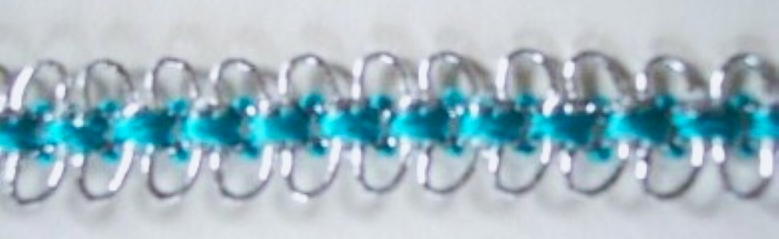 Silver Metallic/Turquoise 7/16" Trim