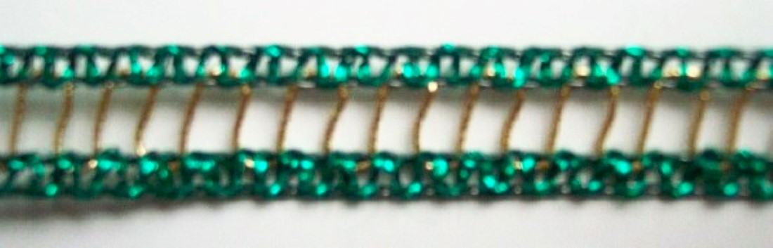 Green/Gold Metallic Wired 5/16" Open Trim