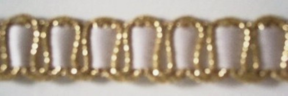 Firm White Ribbon/Gold 1/2" Trim