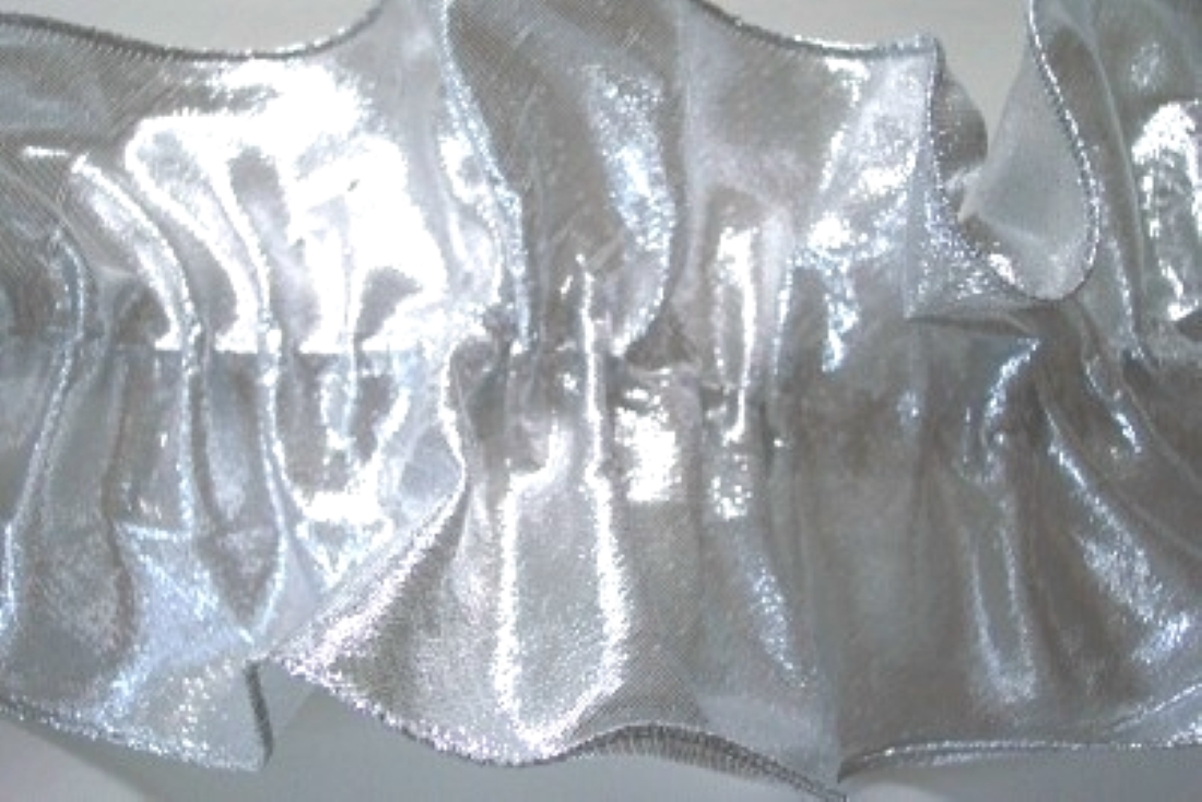 Silver Metallic 4"  Gatherable Ruffle