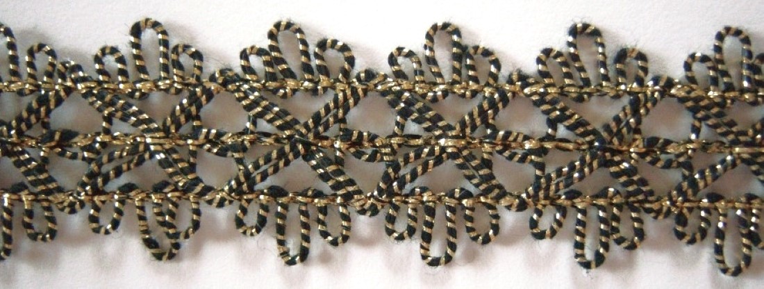 Black/Gold Metallic 1" Scroll Braid