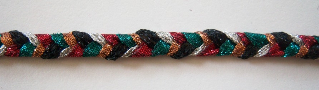 Silver/Teal 1/4" Braided Trim