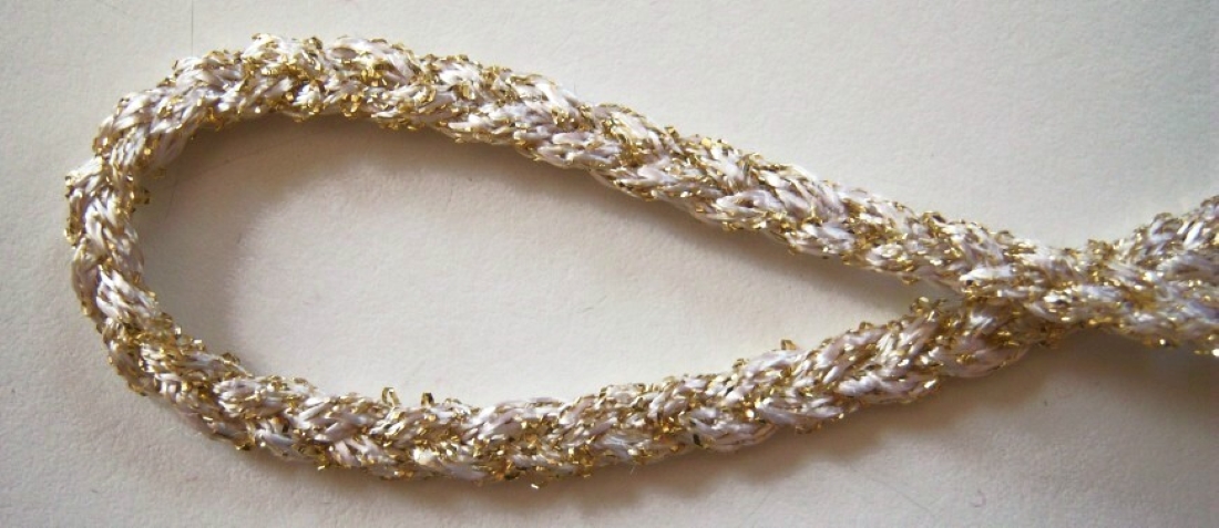 White/Gold Sparkle 1/4" Braided Trim