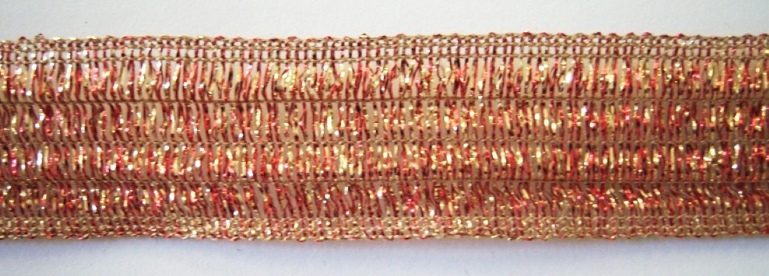 Red/Gold Metallic Wired 1 1/4" Trim