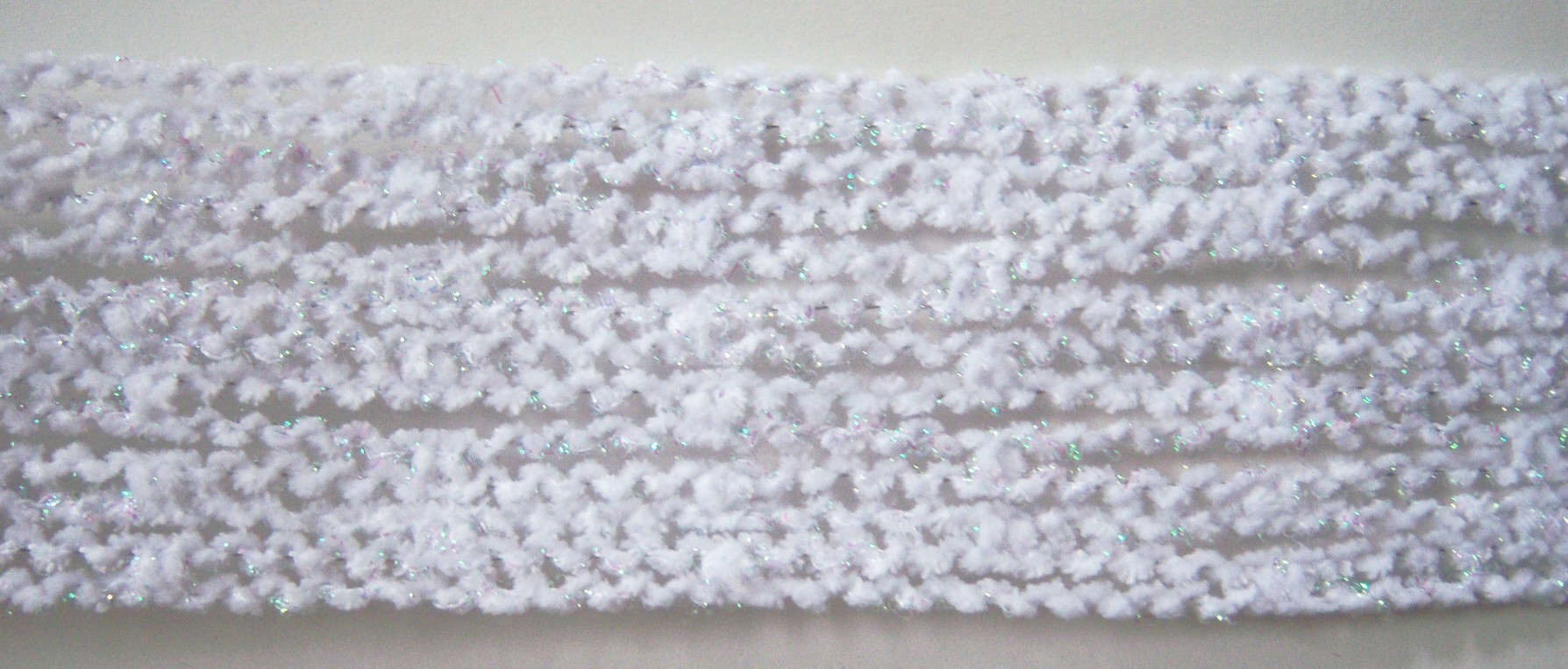 White Irid. Chenille Wired 2 1/2" Stretch and Shape