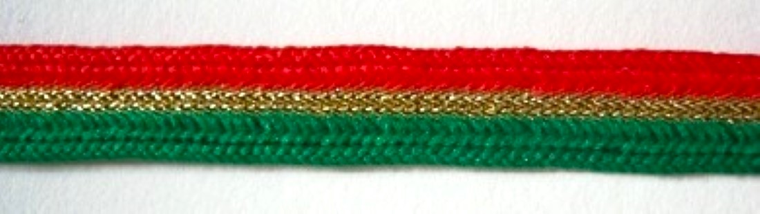 Red/Gold/Green 3/8" Middy Braid