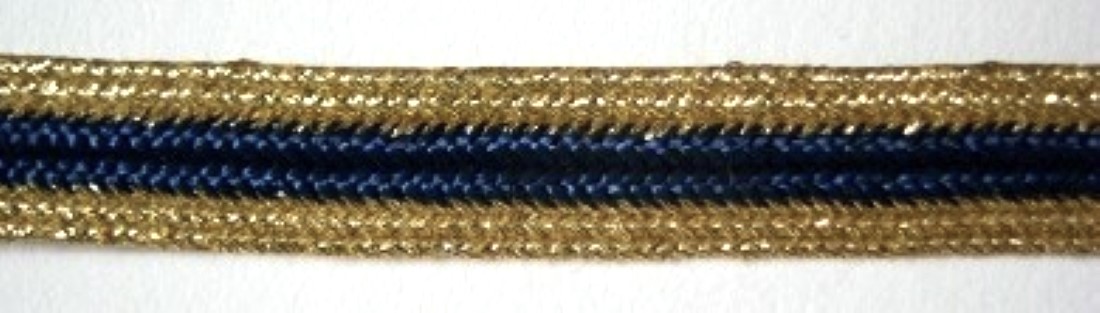 Gold Sparkle/Navy 3/8" Middy Braid