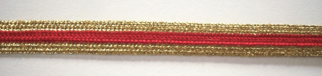 Gold Sparkle/Red 3/8" Middy Braid