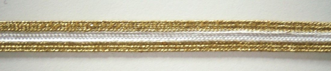 Gold Sparkle/White 3/8" Middy Braid