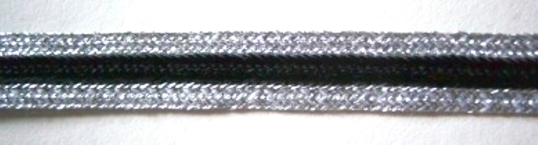 Siilver/Black 3/8" Middy Braid