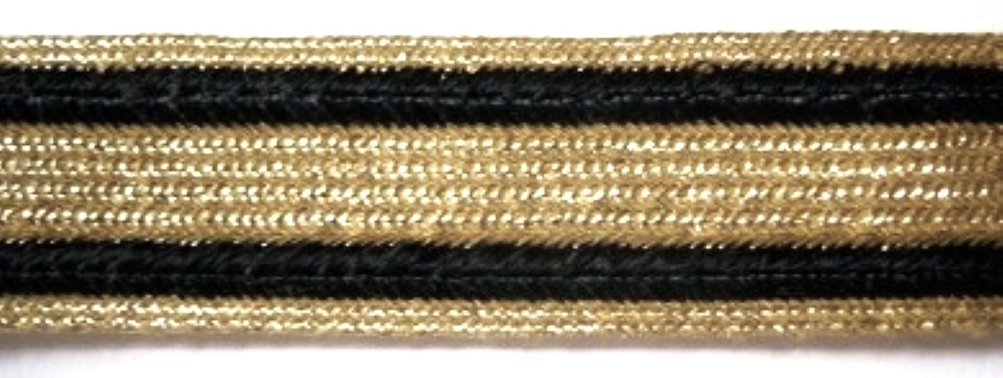 Gold/Double Black 1" Middy Braid