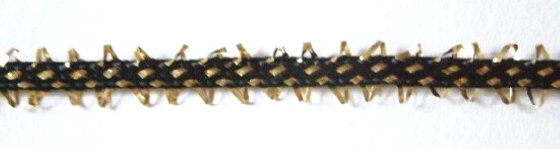 Black/Gold 1/4" Metallic Picot Trim