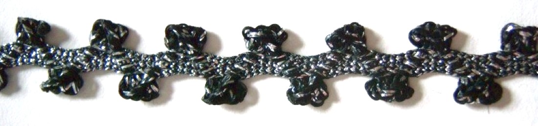 Black/Silver Metallic 1/2" Loop Trim