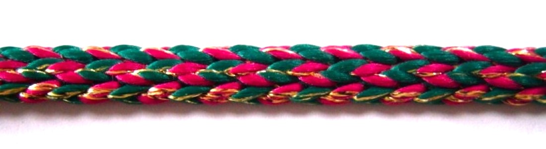 Fuschia/Green/Gold Metallic 7/16" Braided