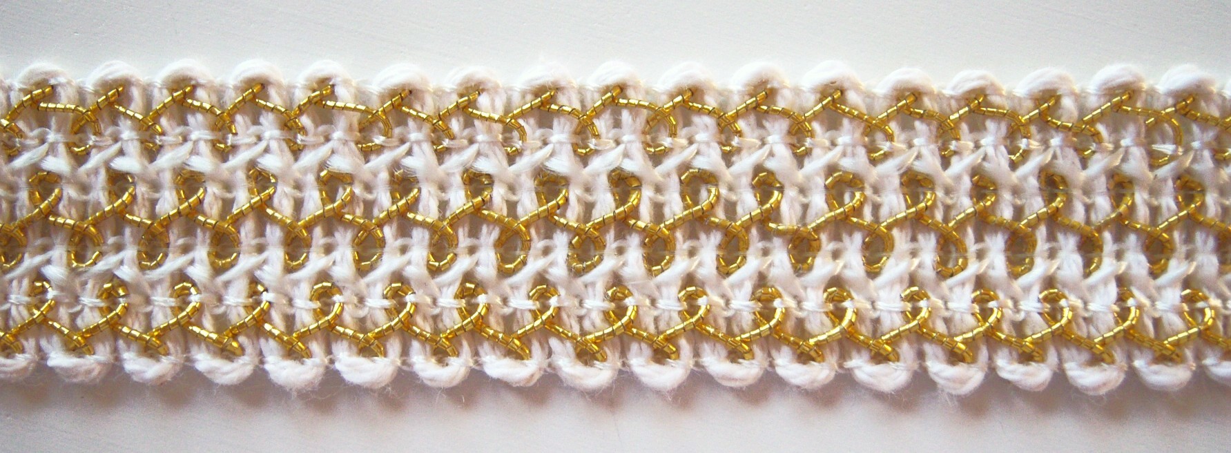 White/Gold 1 1/8" Gimp Braid