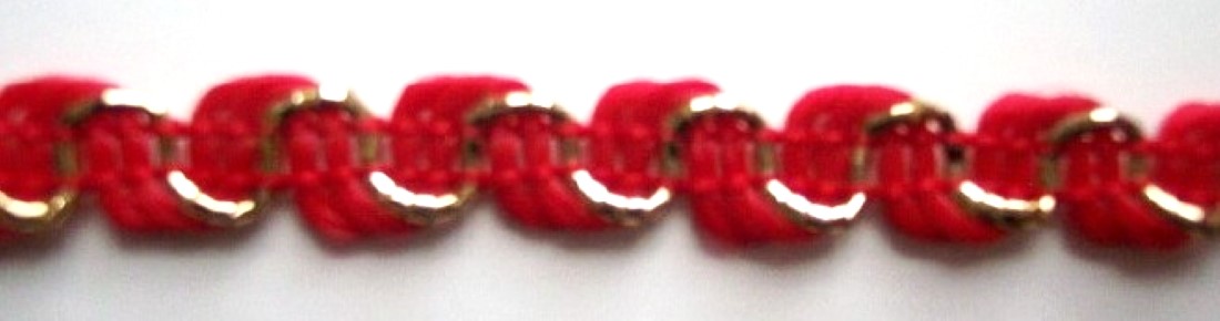 Red Woven Wavy/Gold 1/4" Trim