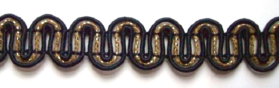 Black Polypro/Gold 1/2" Metallic Trim