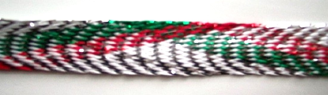 White/Red/Green/Silver 5/8" Middy Braid