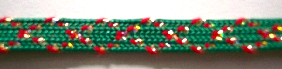 Green/Red/Gold 1/4" Middy Braid