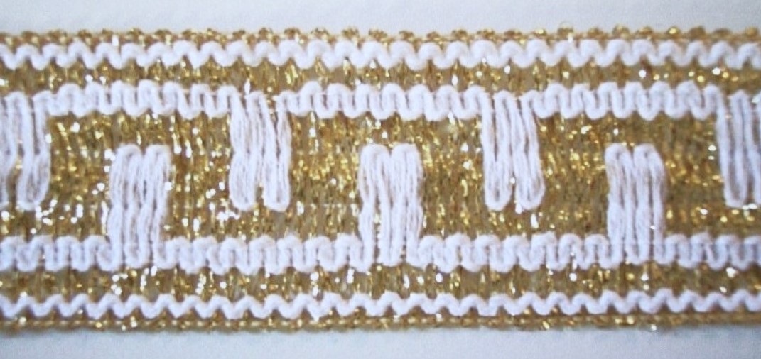 White/Gold Greek Key 1 1/2" Woven Braid
