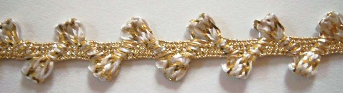 Gold Metallic/White 1/2" Loop Trim