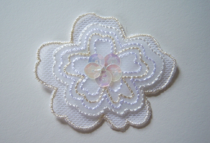 White/Sequin Iron On Applique