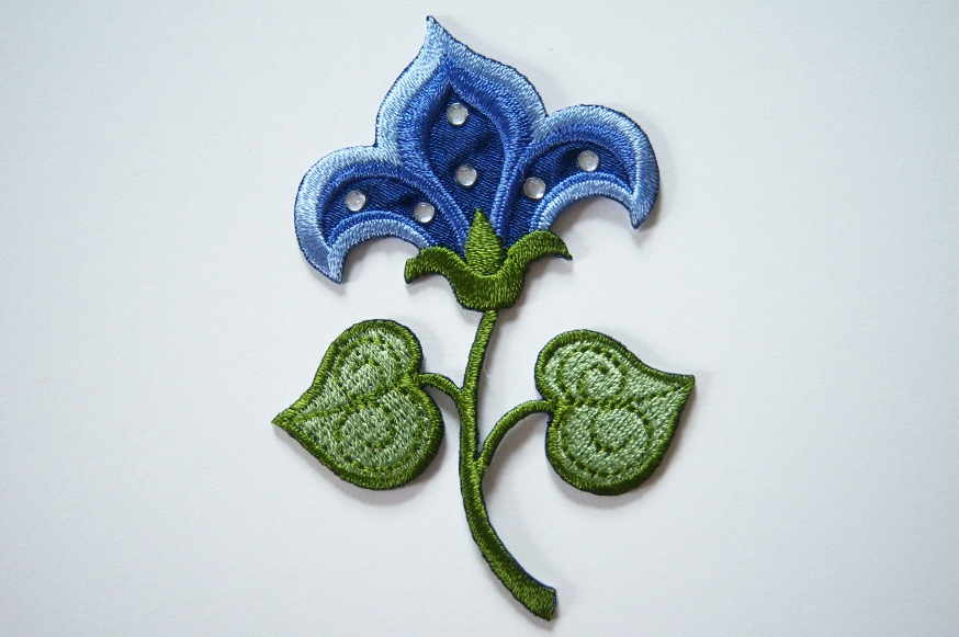 Blue/Rhinestone Iron On Applique