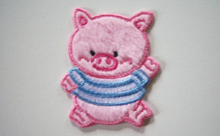 Pink/Blue Pig Applique