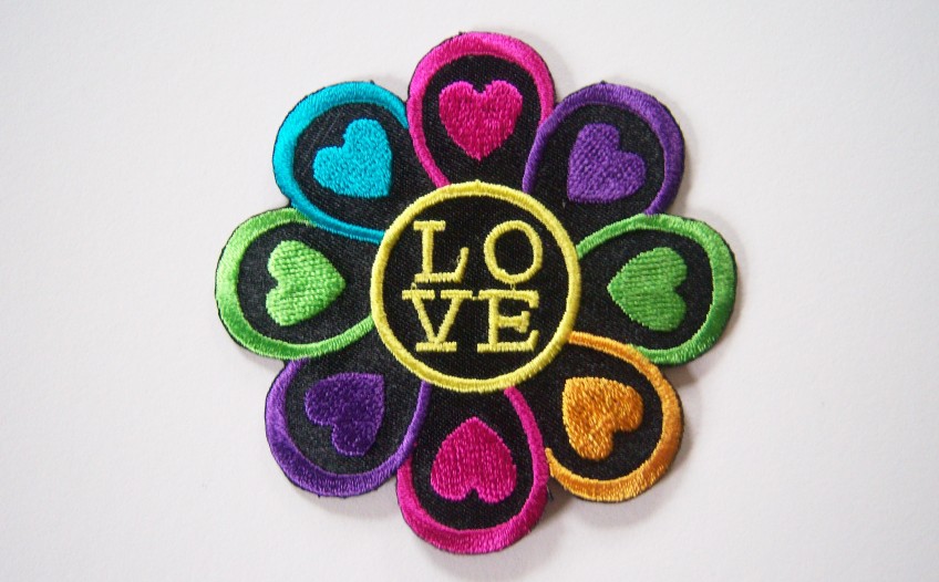 Love Hearts Multi Flower Iron On Applique