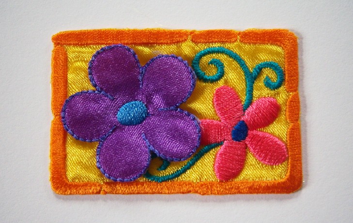 Satin Floral Rectangle Iron On Applique