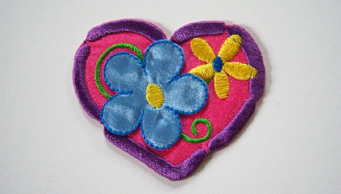 Satin Floral Heart Iron On Applique