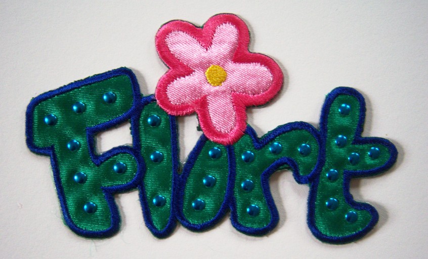 Flirt Word Satin Iron On Applique