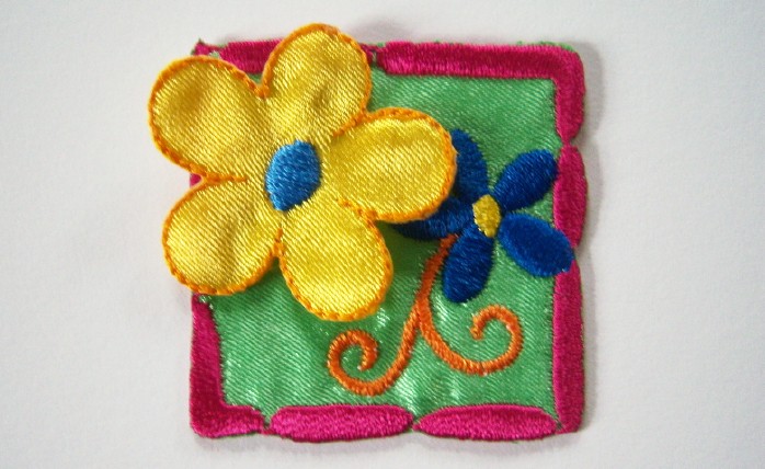 Yellow Flower Square Iron On Applique