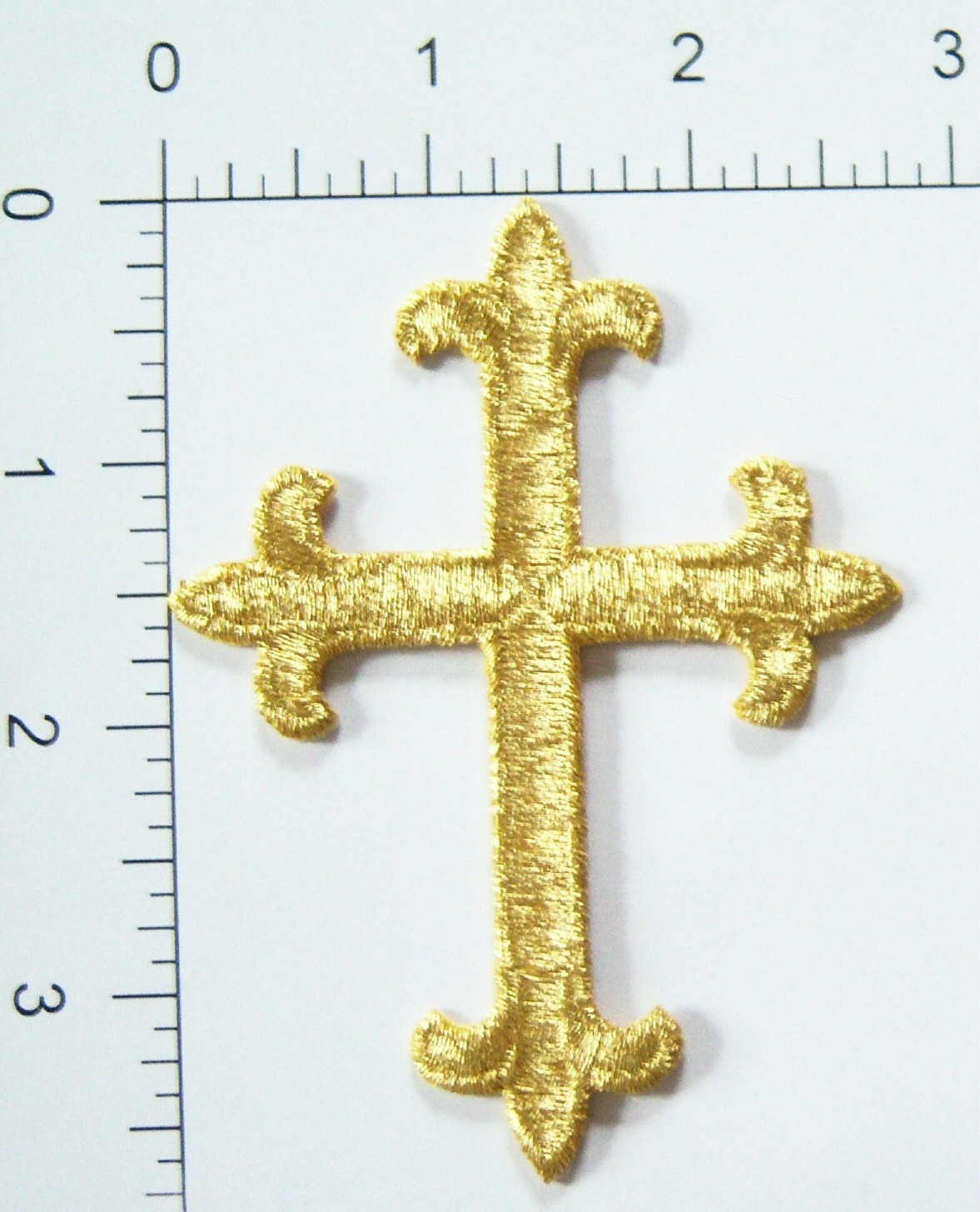 Gold Metallic Cross 3 3/4" Iron On Applique