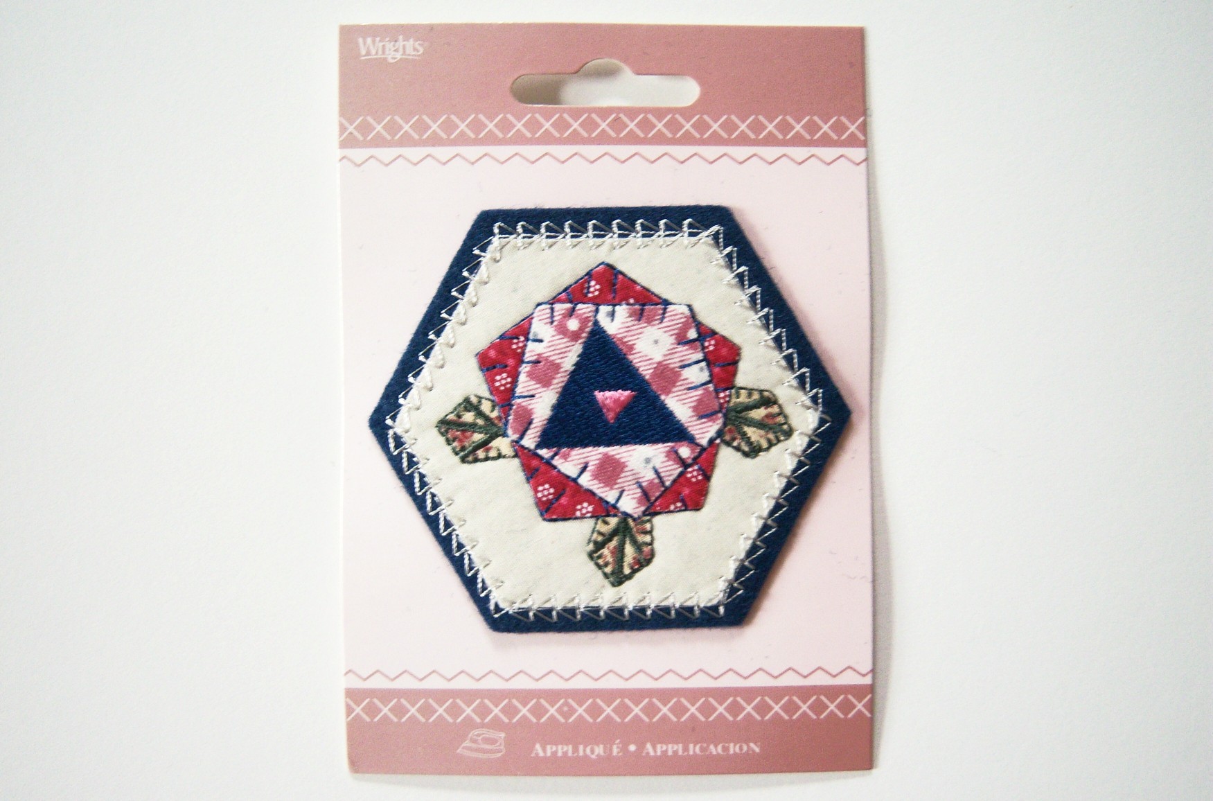 Quilt Hexagon Navy Iron On Applique