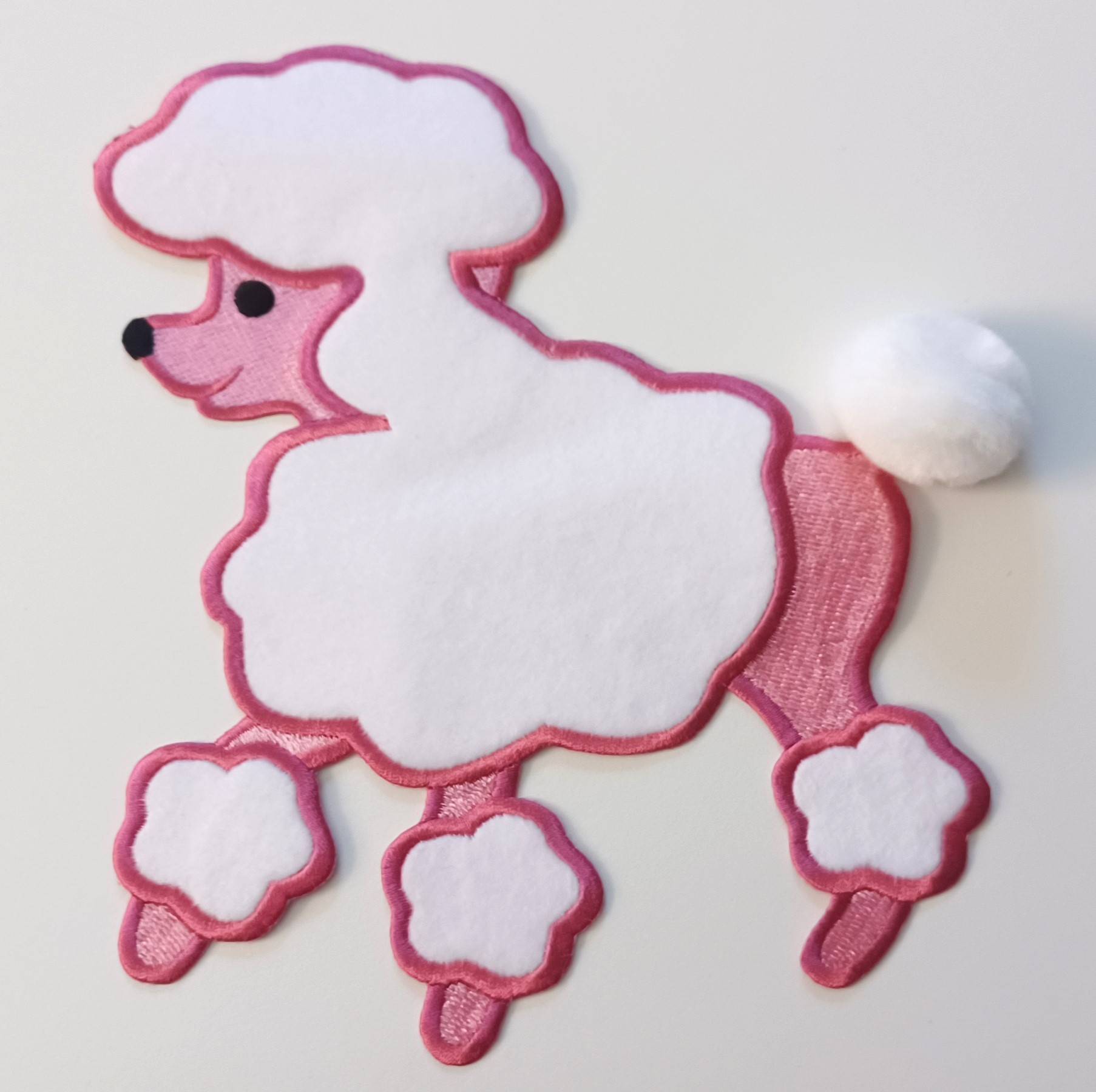 White/Pink Poodle Applique