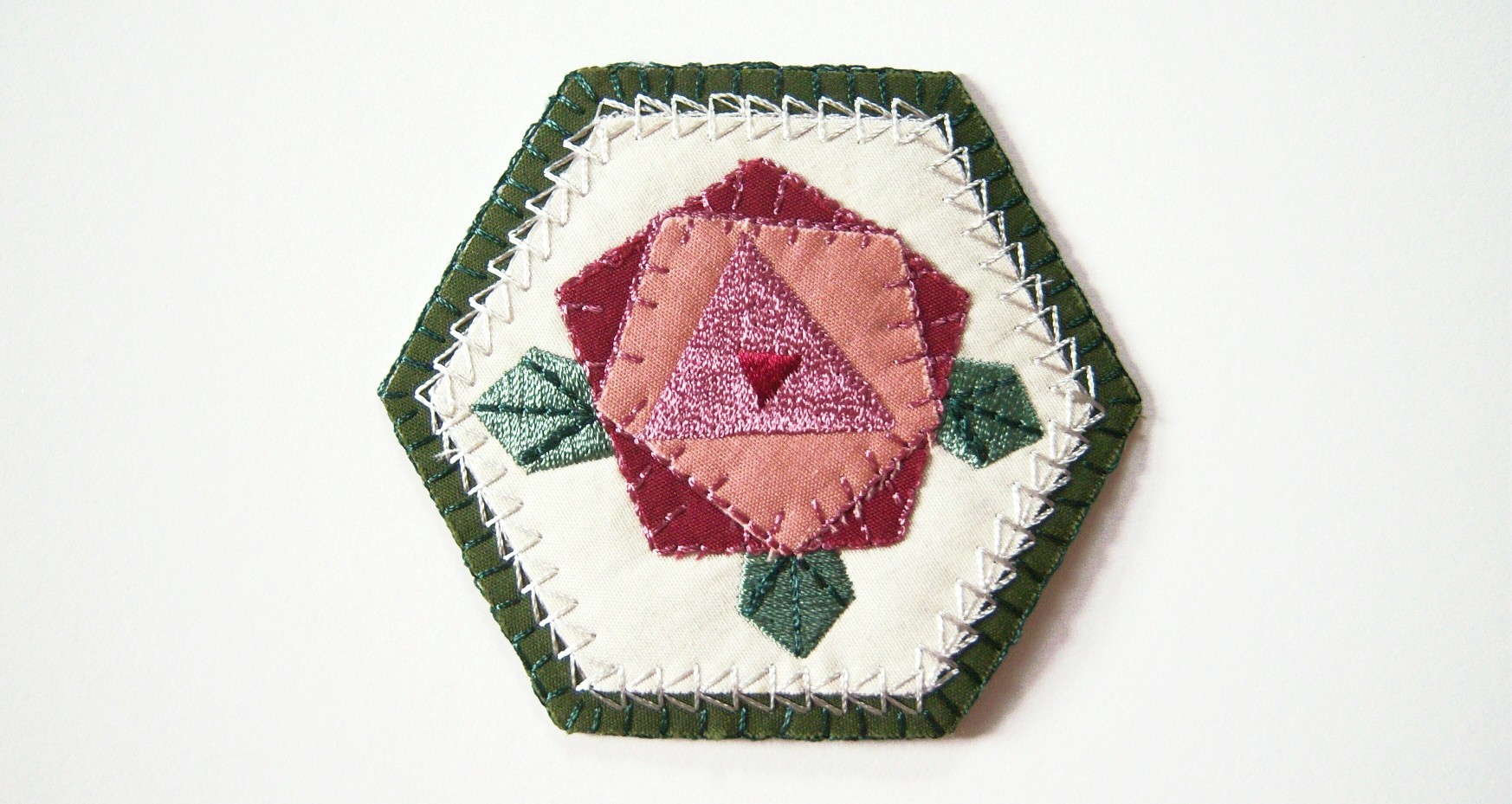 Quilt Hexagon Green Iron On Applique